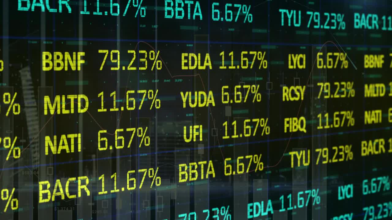 Animazione dell'elaborazione di statistiche e dati finanziari