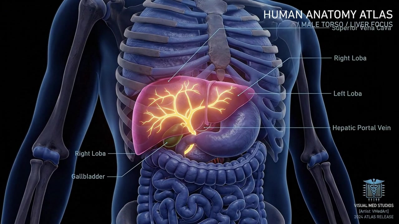 3D Medical Animation of Human Liver Anatomy and Vascular System