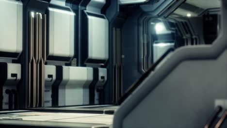 El interior de una nave espacial futurista de ciencia ficción