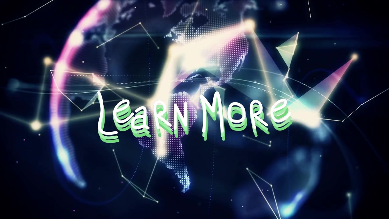 Animation of learn more text over globe