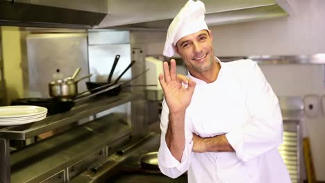 chef guapo haciendo ok señal a la cámara