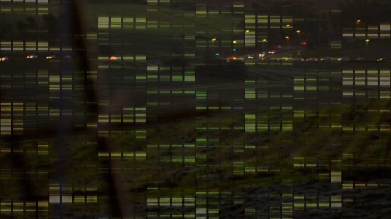 Animation of data processing over electricity pylons