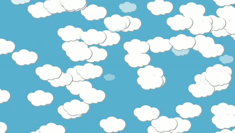 animation motion graphics white clouds falling down on blue screen background