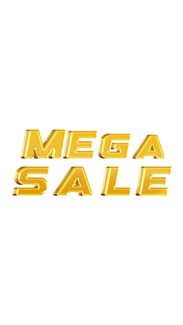 Golden 3D &#039;Mega Sale&#039; Text on White Background
