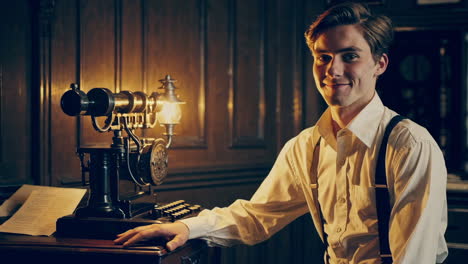 vintage gentleman in a study