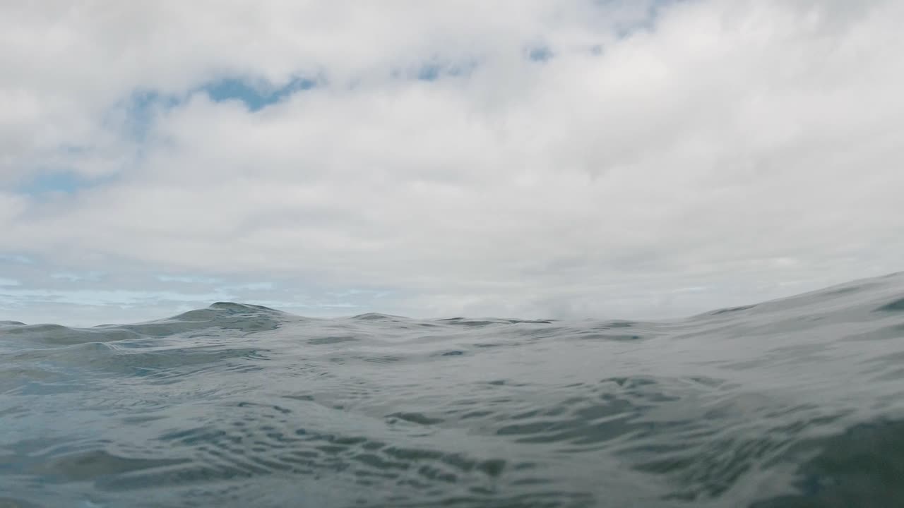 평온 한 바다 의 느린 움직임 과 그 표면 에 있는 카메라