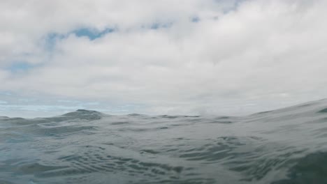 slow motion of calm ocean with camera on surface