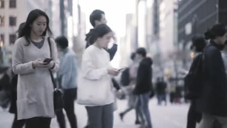a bustling urban scene depicting the vibrant energy of pedestrians in a city, highlighting their movement and interactions during peak hours