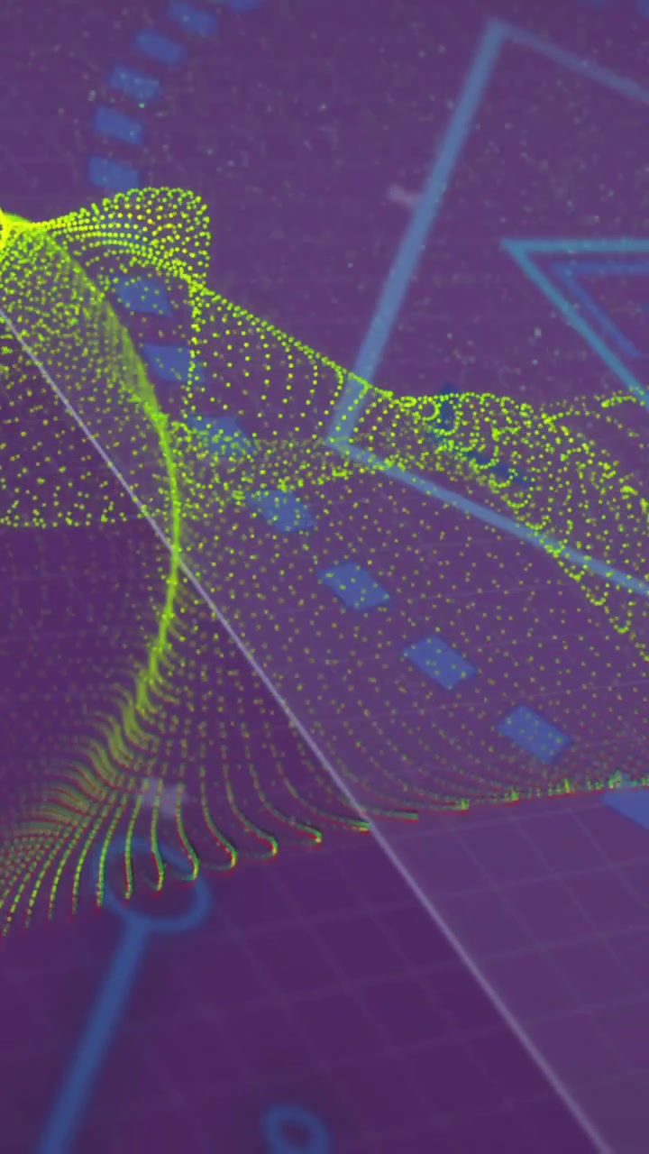 Animation of digital data processing over purple background