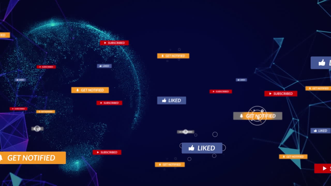 animación de iconos y formas de medios en todo el mundo