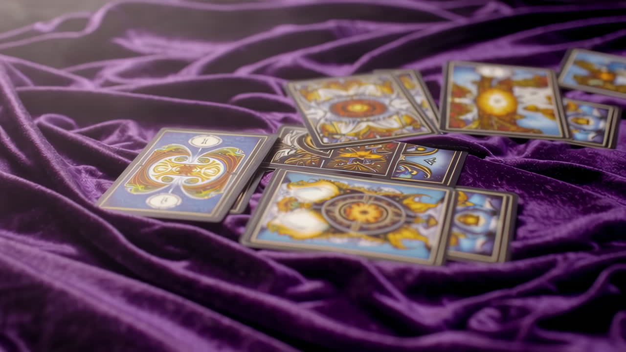 Tarot Cards Spread on Purple Velvet