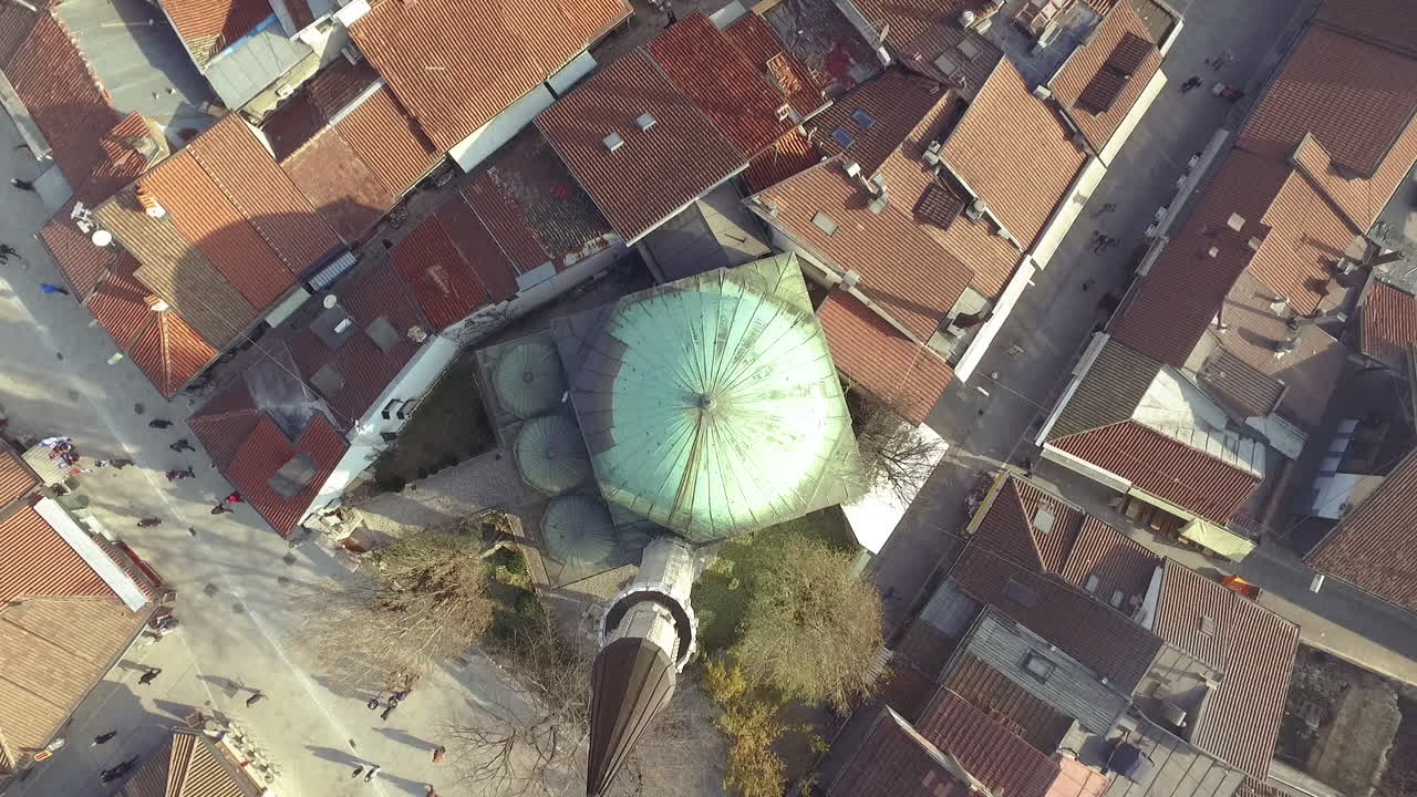 Aerial view of mosque in Sarajevo, Bosnia and Herzegovina