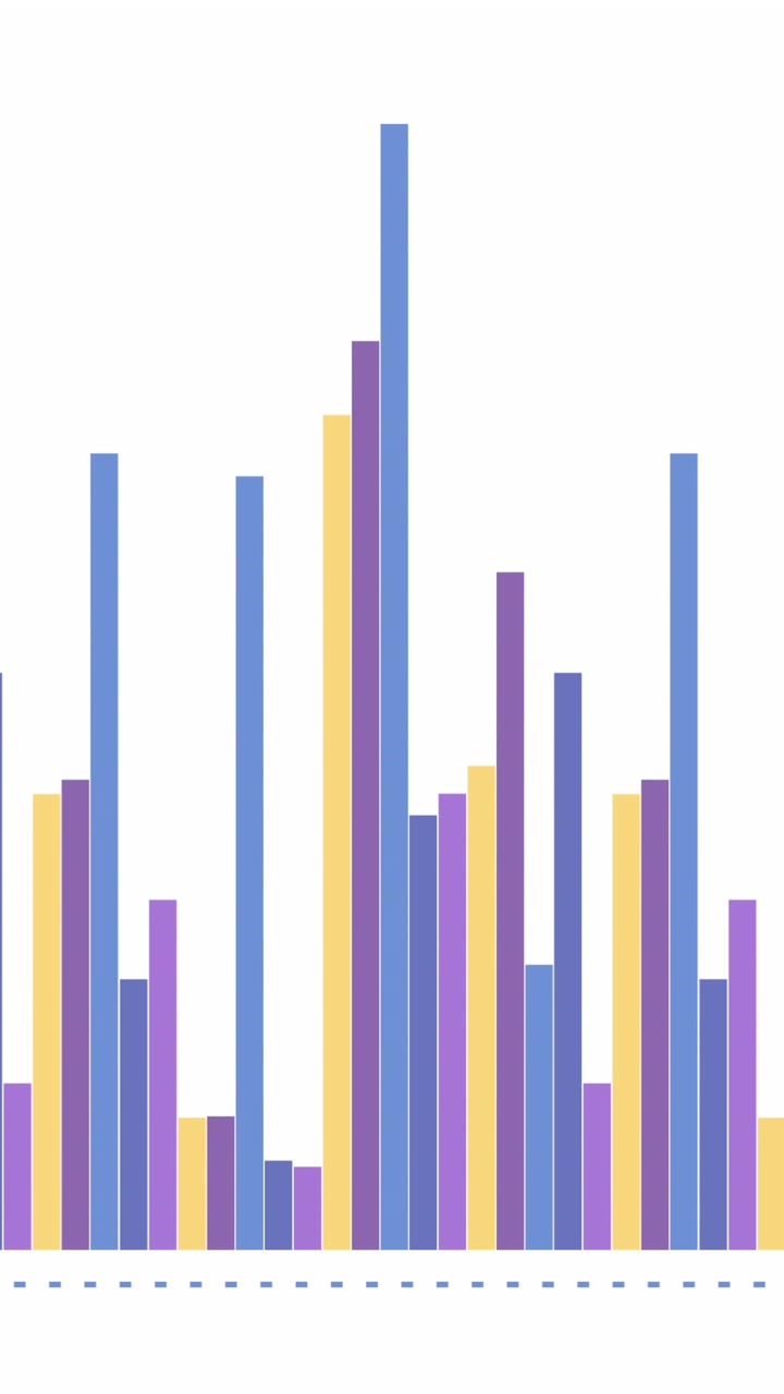 Animation de statistiques et de traitement de données financières sur fond blanc