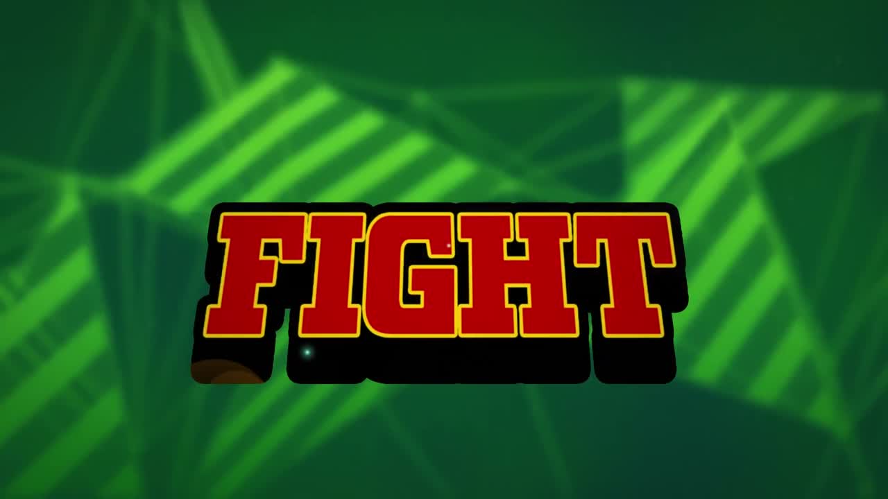 animación de texto de lucha sobre formas en fondo verde