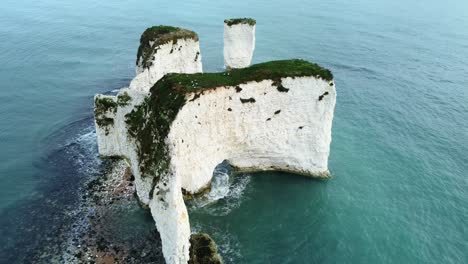 close up bird eye view of old harry rocks in dorset, england