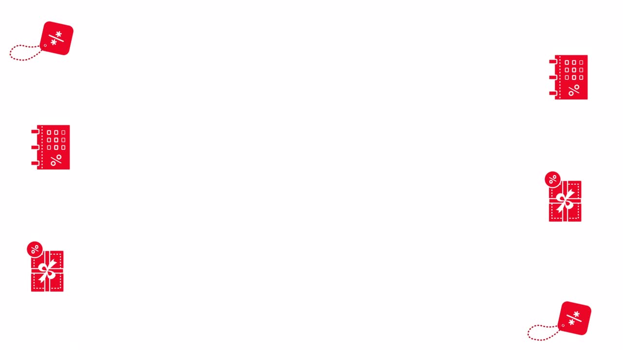 색 배경에 설정 된 만화 판매 아이콘의 4k 비디오.