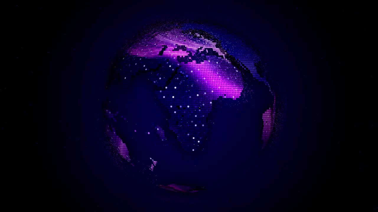 animación digital del globo terrestre girando. tecnología de fondo de noticias animación del globo terrenal.