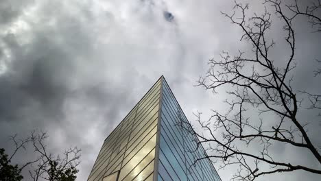 Aalborg University Copenhagen Glass V form building. Time lapse video.