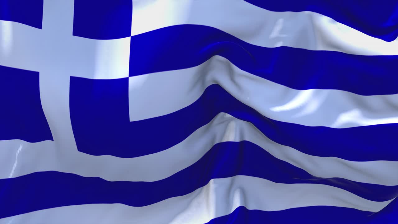 바람 속 느린 동작 애니메이션에서 그리스 발을 흔들고, 4k 현실적인 직물 질감 발이 바람이 불어오는 날에 부드럽게 부는 연속적인 원활한 루프 배경.