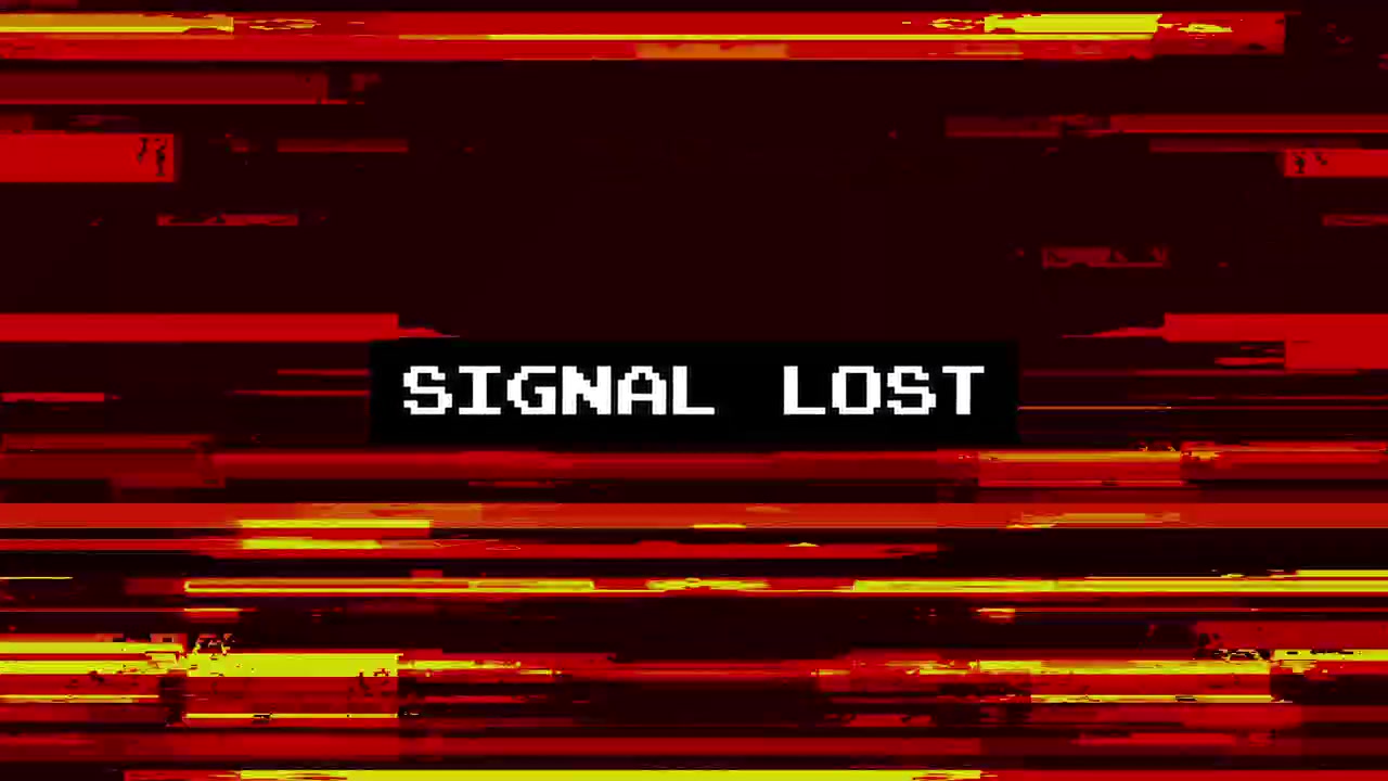 Digital Glitch Effect with Signal Lost Text on Screen