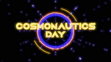 día de cosmonautica futurista con luces de neón y formas geométricas en la galaxia