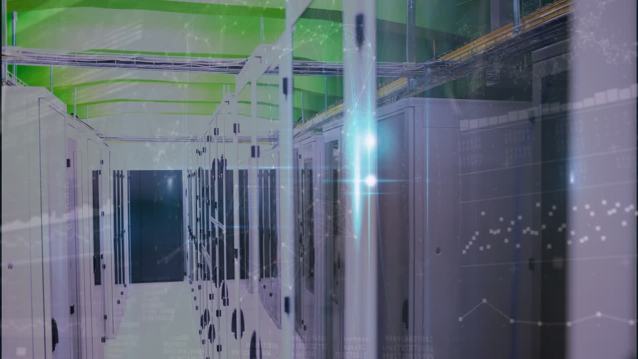 연결의 애니메이션과 서버 위로 움직이는 불빛