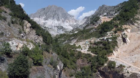 view of the carrara marble quarries with excavation equipment ready for work