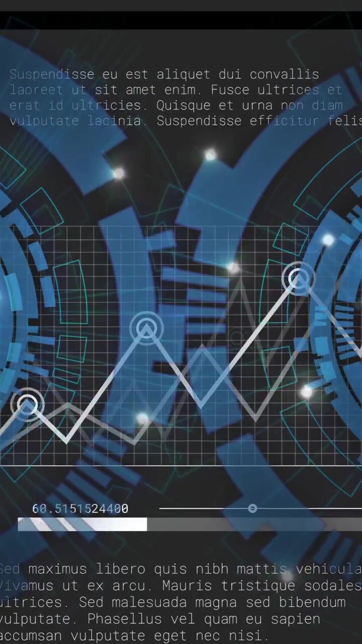 Animation of cogs and data processing over dark background