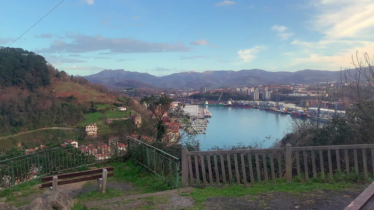 Timelapse over Pasaia Bay with San Juan, Peñas de Aya and viewpoint. Gipuzkoa, Spain