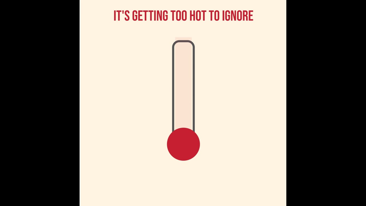 3D render of rising thermometer level with global warming message on beige background creating climate change awareness motion graphic animation