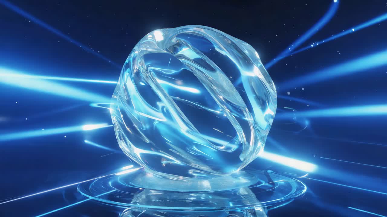 Abstract Ice Sphere with Blue Lights