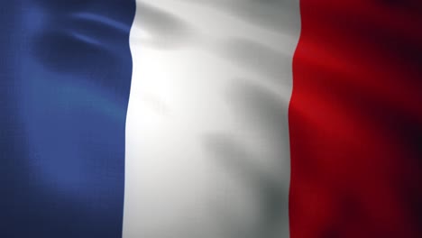 la bandera francesa en pantalla completa es agitada en cámara lenta. renderizado en 3d