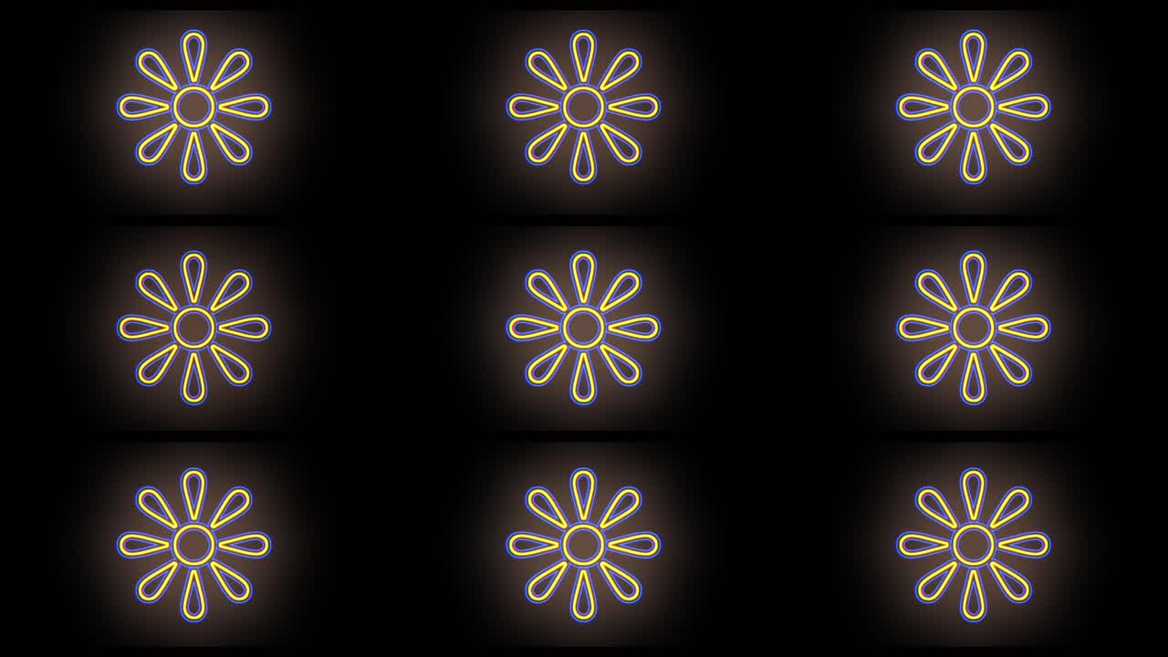 Motivo astratto di fiori estivi con luce LED giallo neon pulsante 9