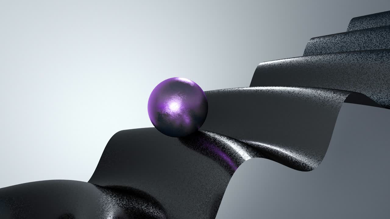 animación 3d abstracta de bola púrpura con textura material de ondas negras. animación de bucle sin costuras de 4k.