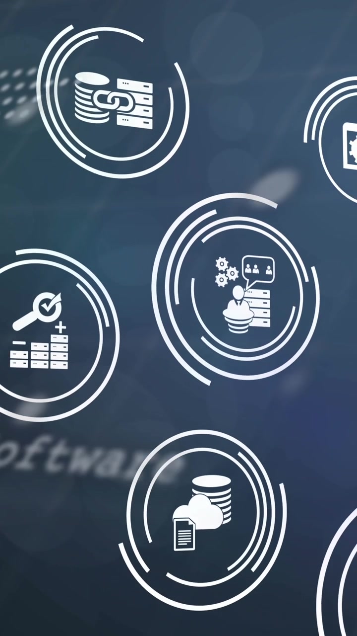 Animation of data processing over blue background