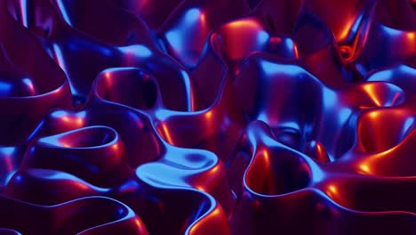 Animation-of-colorful-red-and-blue-3d-liquid-shapes-waving-swirling