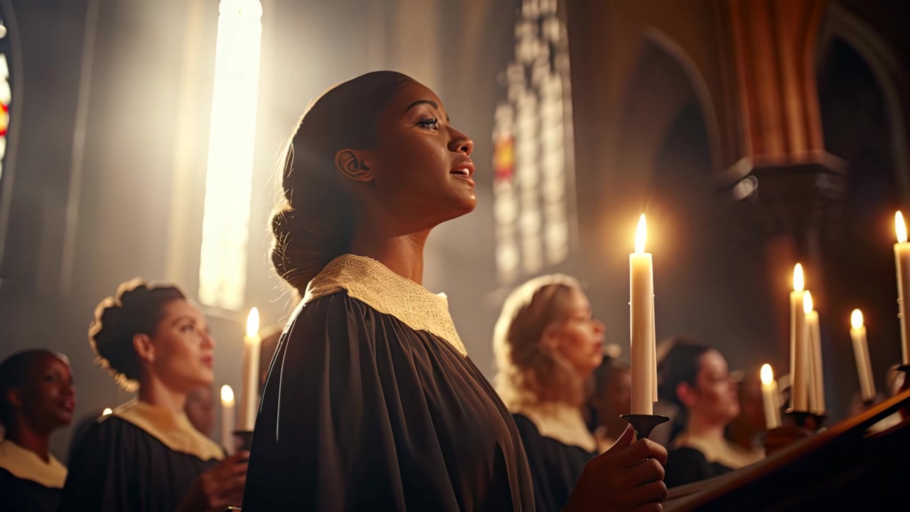 Spiritual Choir Performance with Candles in a Grand Church