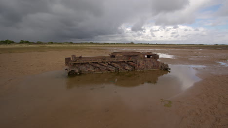 extra wide shot of the tank on the beach