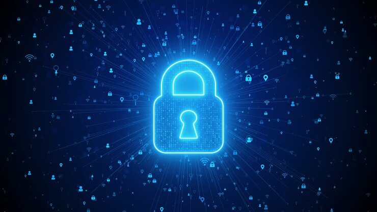 Cyber security lock data protection cyber security privacy business technology concept hud modern
