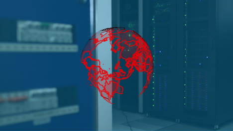 Animación-Del-Globo-Terráqueo-Y-Procesamiento-De-Datos-A-Través-De-Servidores-Informáticos.