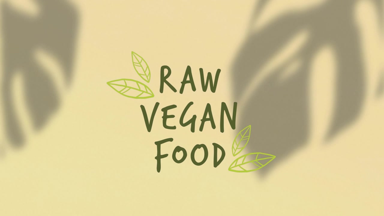 Raw Vegan Food Text Animation with Tropical Leaf Shadows