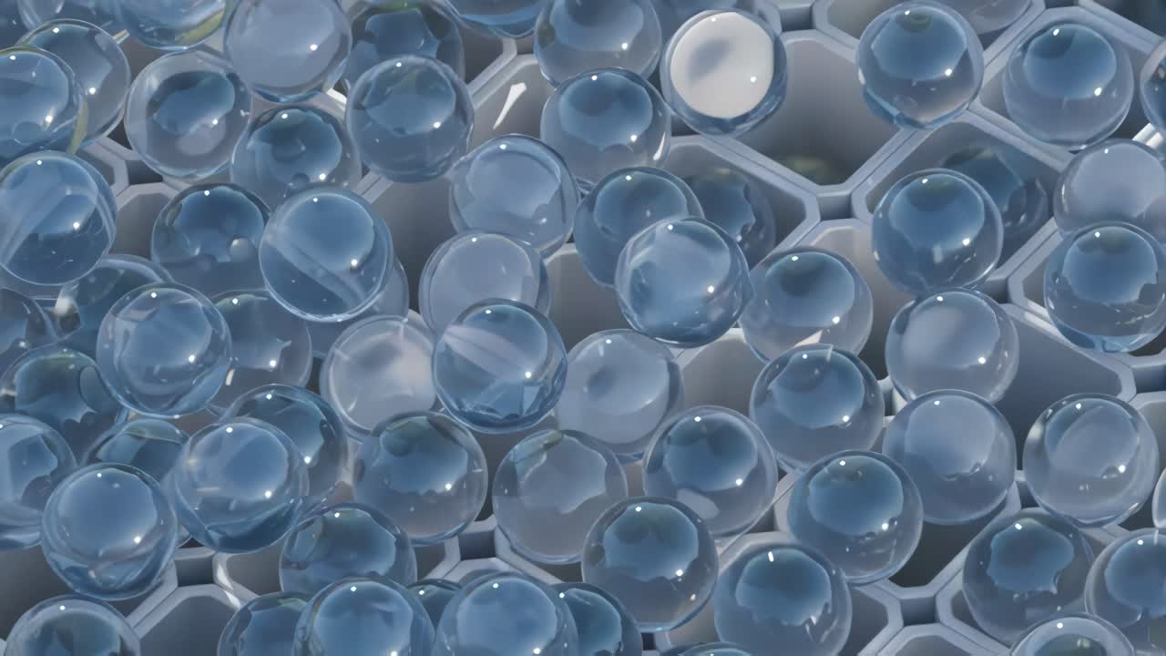 투명한 구를 가진 추상적인 기하학적 패턴