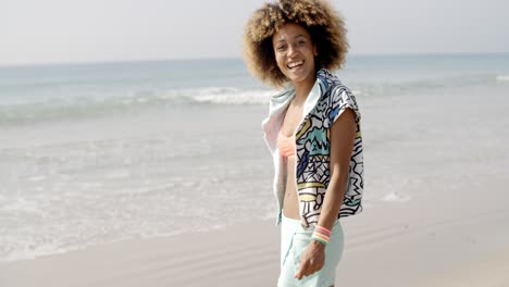 Girl-Resting-On-Exotic-Beach-In-Summer