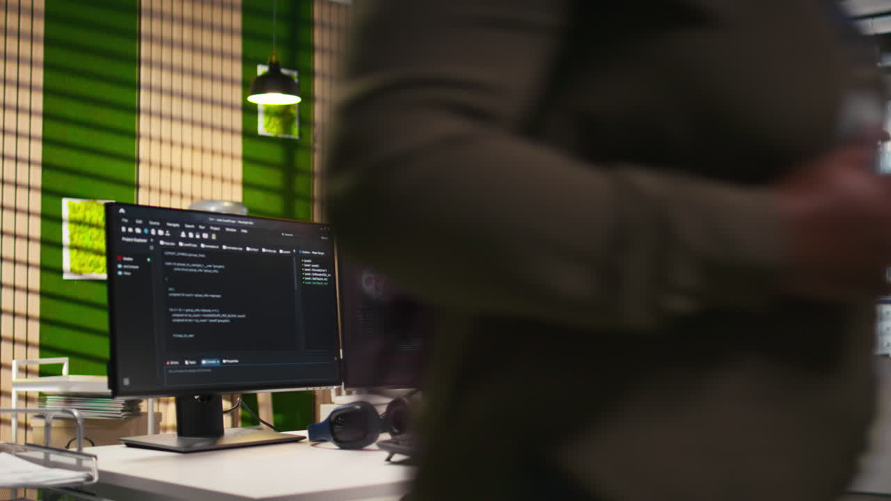 Female Engineer In Startup Office Struggling To Fix Critical Error Warning Popup