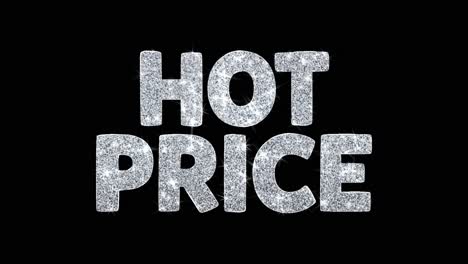 hot price glitter text on black background