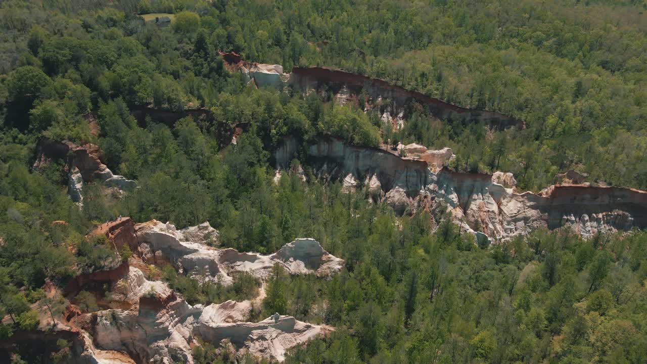 красивый снимок с дрона каньона, окруженного деревьями