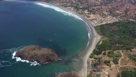 Aerial-drone-shot-of-the-coastline-sea-in-Panama