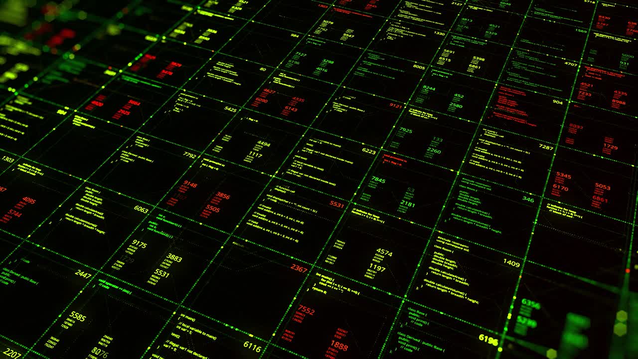 programación o pirateo de código en una pantalla digital, mensaje codificado, cifrado. animación. abstracto de fondo, bucle sin costuras