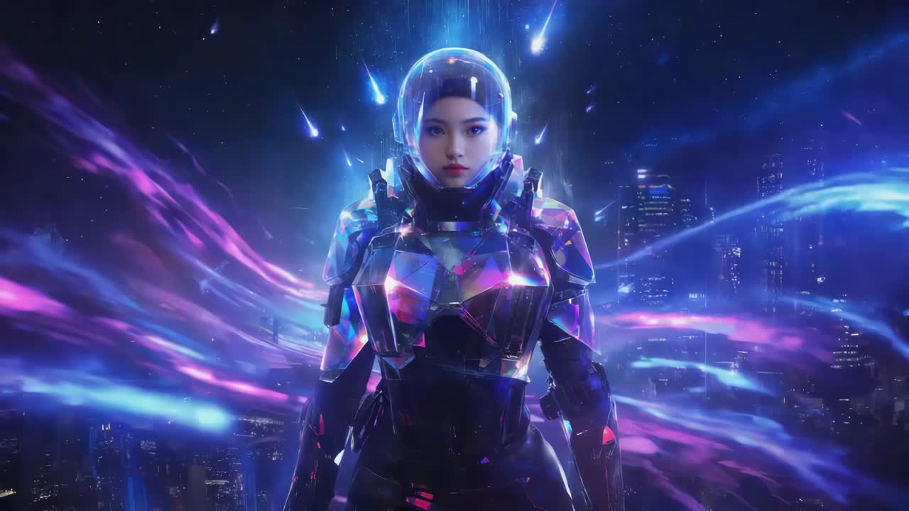 Futuristic Woman in Cyberpunk Armor