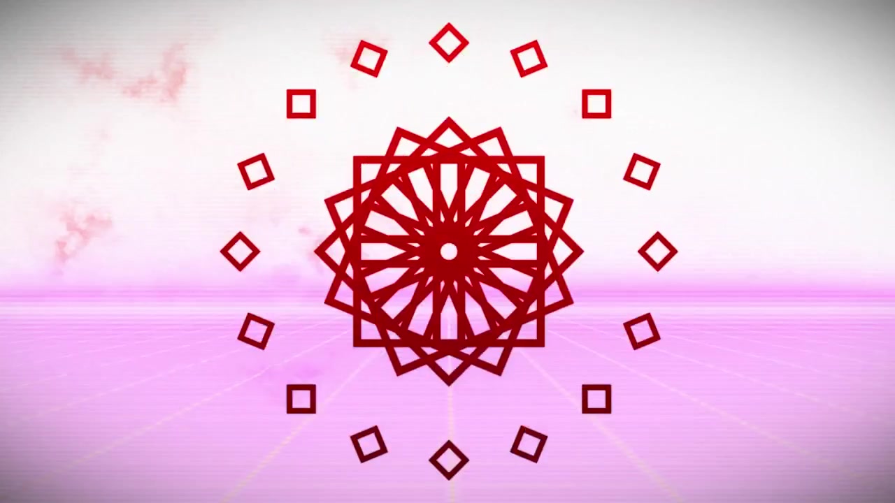 Animazione di forme su linee al neon su sfondo bianco.
